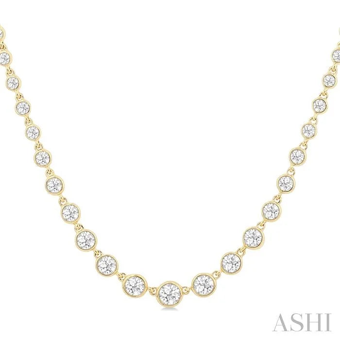 Halfway Graduated Bezel Set Diamond Tennis Necklace