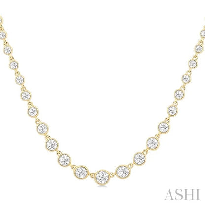 Halfway Graduated Bezel Set Diamond Tennis Necklace