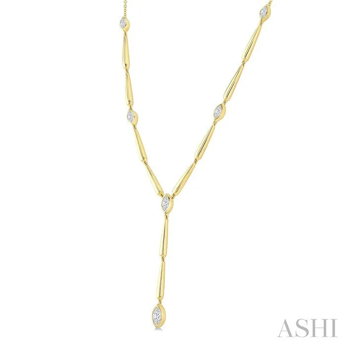 Marquise Shape Teardrop Bar Diamond Fashion Necklace