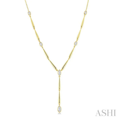 Marquise Shape Teardrop Bar Diamond Fashion Necklace