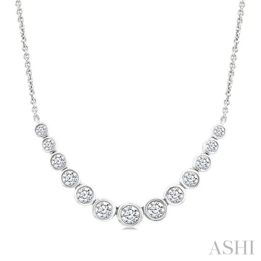 Bezel Set Graduated Diamond Smile Necklace
