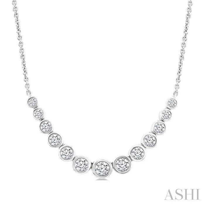 Bezel Set Graduated Diamond Smile Necklace