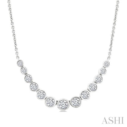 Bezel Set Graduated Diamond Smile Necklace