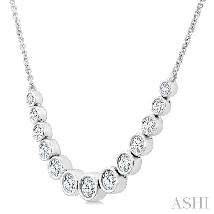 Bezel Set Graduated Diamond Smile Necklace