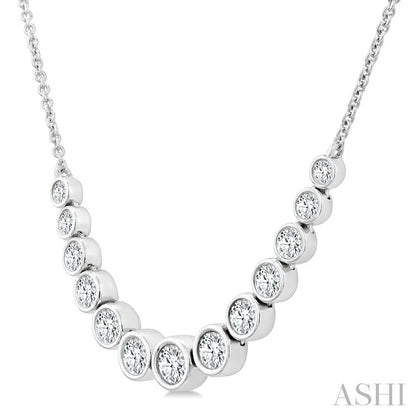 Bezel Set Graduated Diamond Smile Necklace