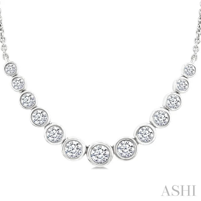 Bezel Set Graduated Diamond Smile Necklace