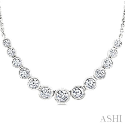 Bezel Set Graduated Diamond Smile Necklace
