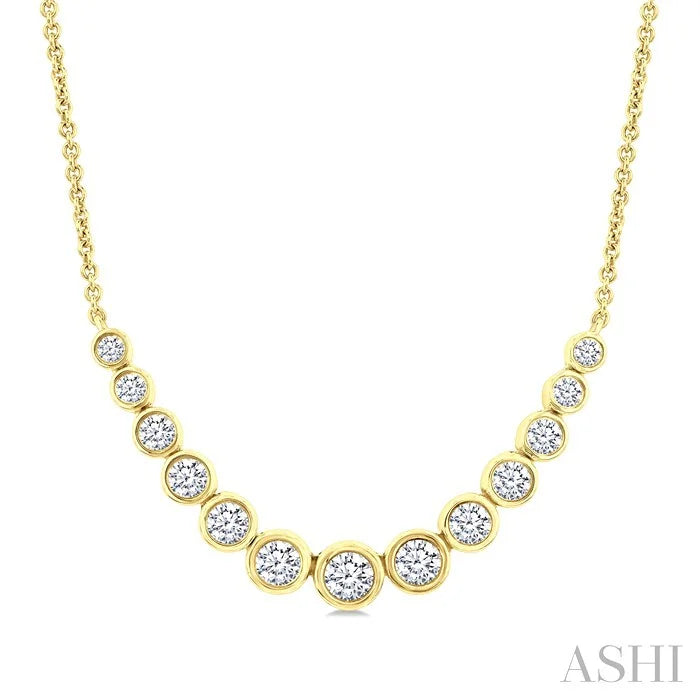Bezel Set Graduated Diamond Smile Necklace