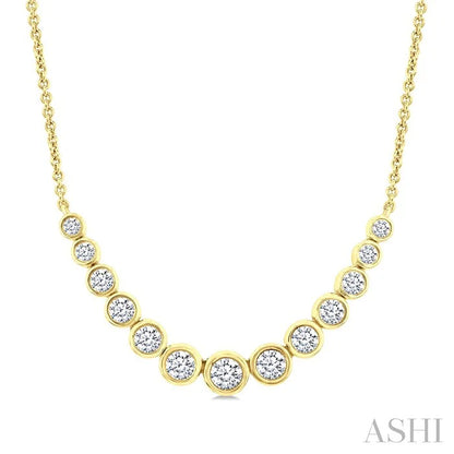 Bezel Set Graduated Diamond Smile Necklace
