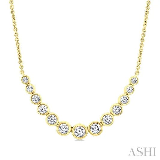 Bezel Set Graduated Diamond Smile Necklace