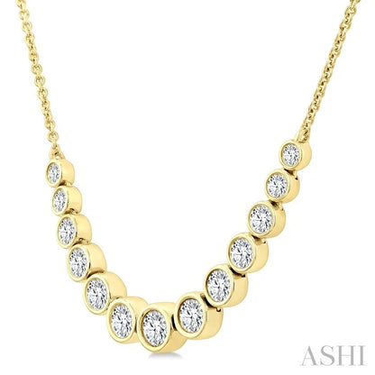 Bezel Set Graduated Diamond Smile Necklace