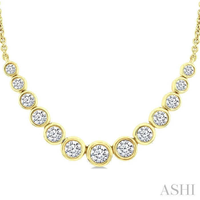 Bezel Set Graduated Diamond Smile Necklace