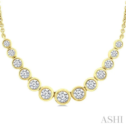 Bezel Set Graduated Diamond Smile Necklace