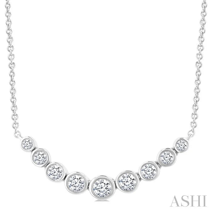 Bezel Set Graduated Diamond Smile Necklace