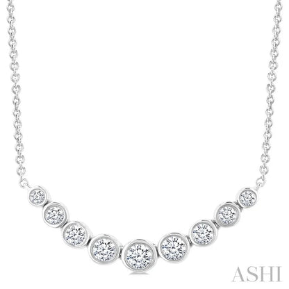 Bezel Set Graduated Diamond Smile Necklace