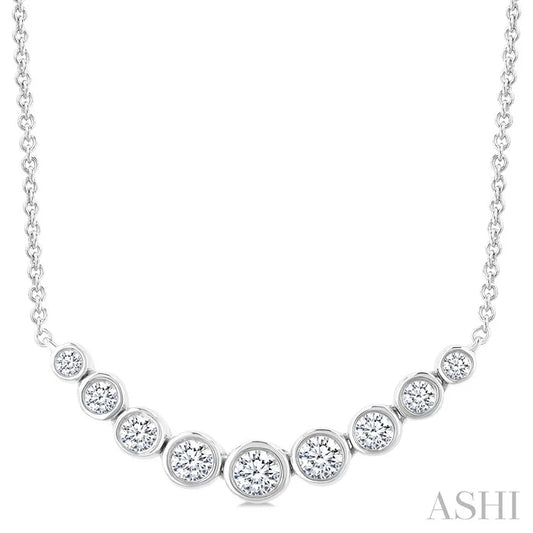 Bezel Set Graduated Diamond Smile Necklace