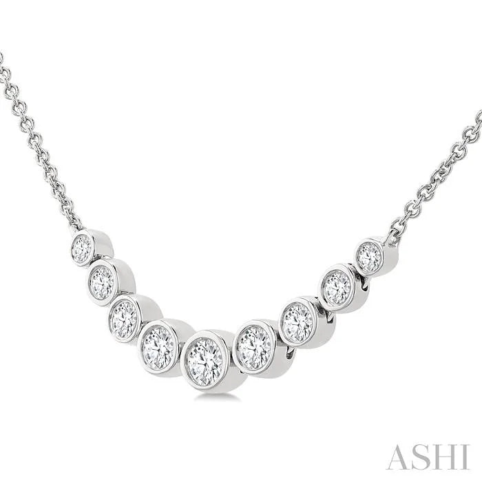 Bezel Set Graduated Diamond Smile Necklace