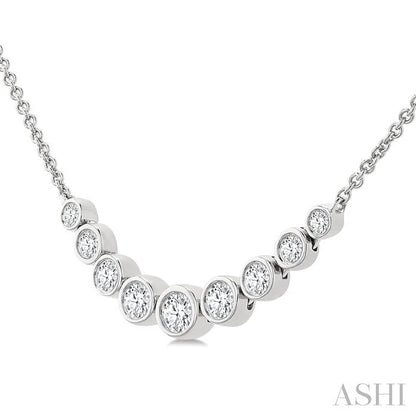 Bezel Set Graduated Diamond Smile Necklace