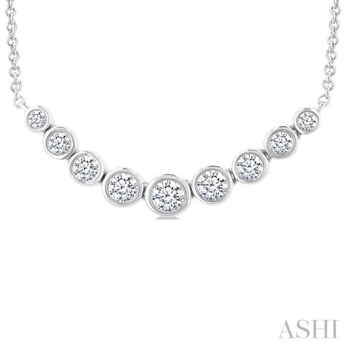 Bezel Set Graduated Diamond Smile Necklace