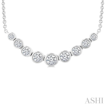 Bezel Set Graduated Diamond Smile Necklace
