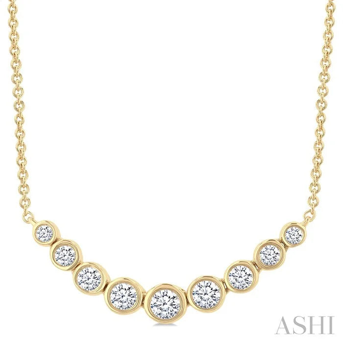Bezel Set Graduated Diamond Smile Necklace