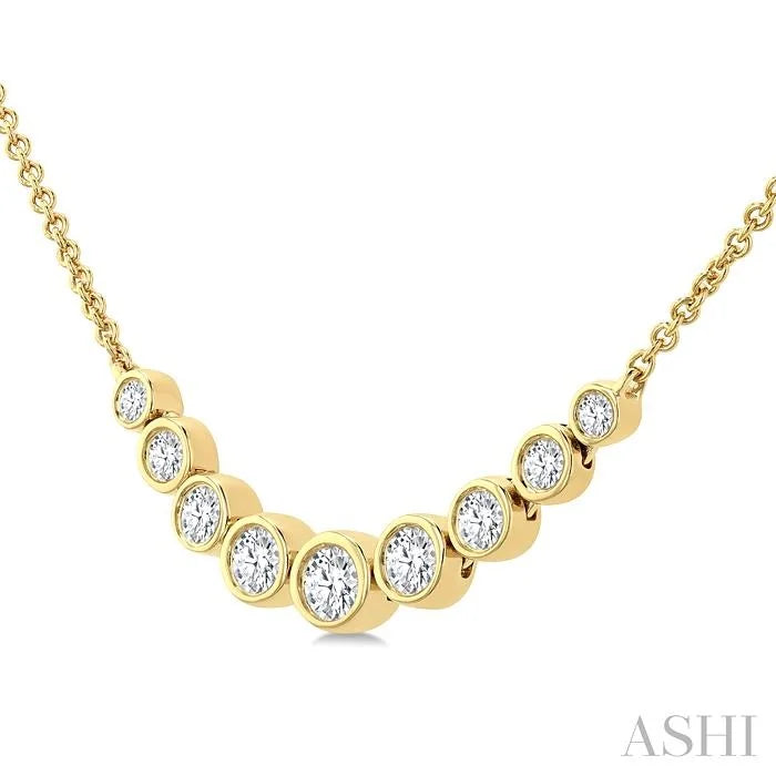 Bezel Set Graduated Diamond Smile Necklace