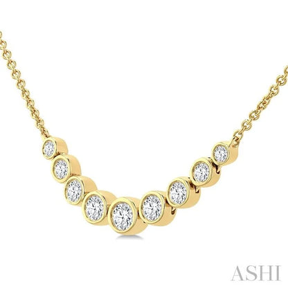 Bezel Set Graduated Diamond Smile Necklace