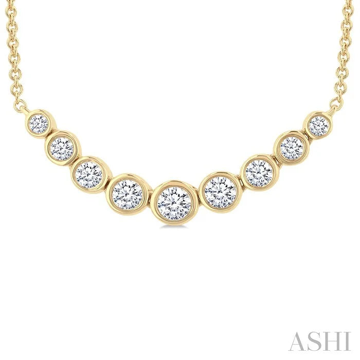 Bezel Set Graduated Diamond Smile Necklace