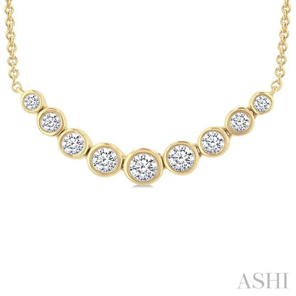Bezel Set Graduated Diamond Smile Necklace