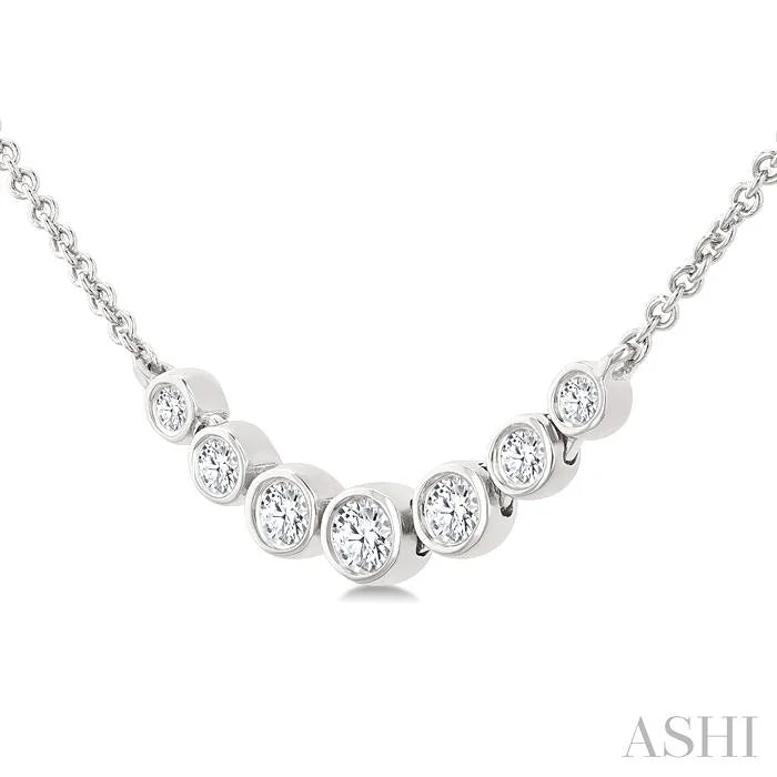 Bezel Set Graduated Diamond Smile Necklace