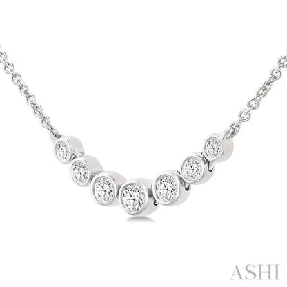 Bezel Set Graduated Diamond Smile Necklace