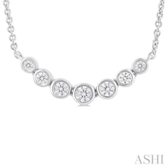 Bezel Set Graduated Diamond Smile Necklace