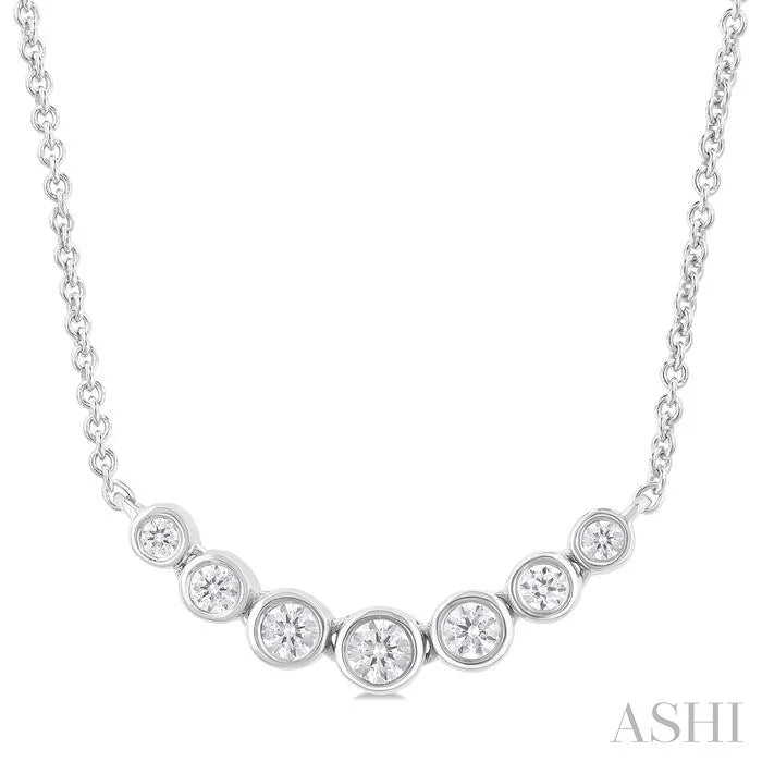Bezel Set Graduated Diamond Smile Necklace