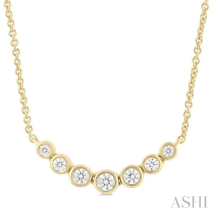 Bezel Set Graduated Diamond Smile Necklace