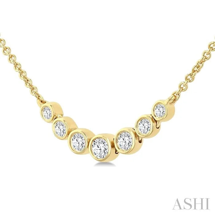Bezel Set Graduated Diamond Smile Necklace