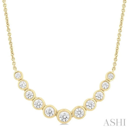 Bezel Set Graduated Diamond Smile Necklace