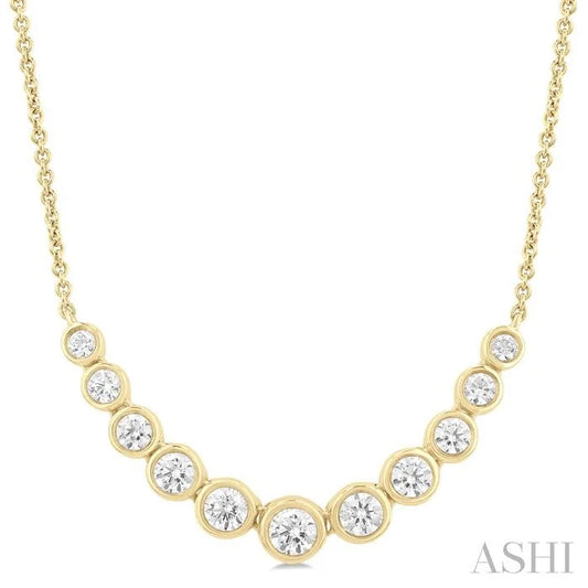 Bezel Set Graduated Diamond Smile Necklace