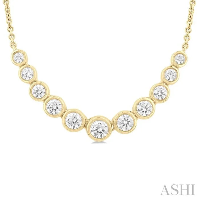 Bezel Set Graduated Diamond Smile Necklace