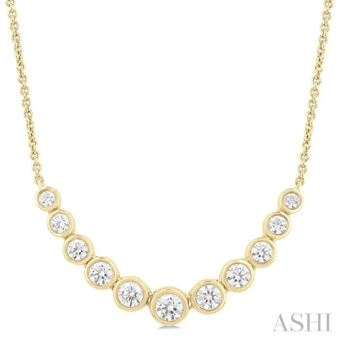 Bezel Set Graduated Diamond Smile Necklace