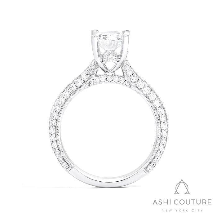 Couture Knife-Edge Oval Semi-Mount Engagement Ring