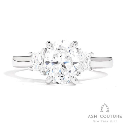 Couture Oval 3-Stone Semi-Mount Engagement Ring With Trap Side Diamonds