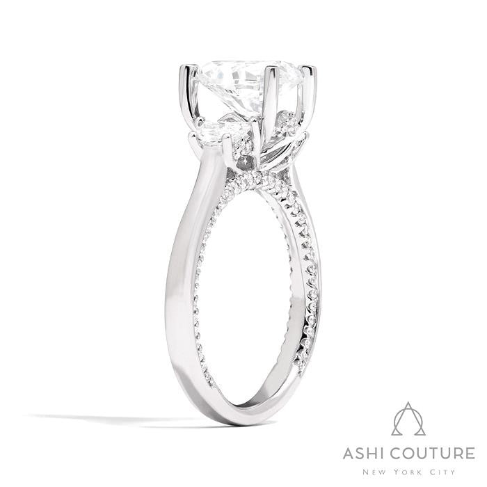 Couture Oval 3-Stone Semi-Mount Engagement Ring With Trap Side Diamonds