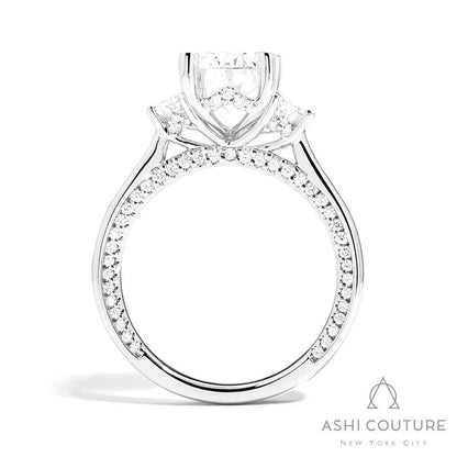 Couture Oval 3-Stone Semi-Mount Engagement Ring With Trap Side Diamonds