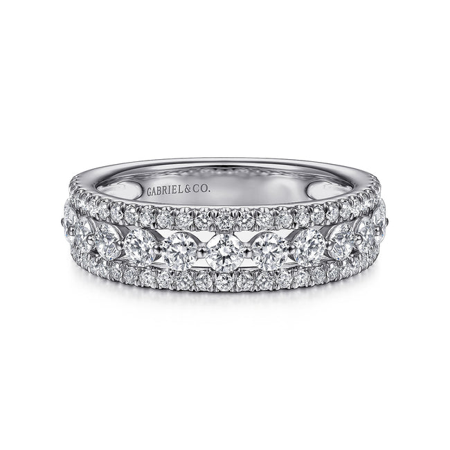 Wide 14K White Gold Diamond Anniversary Band