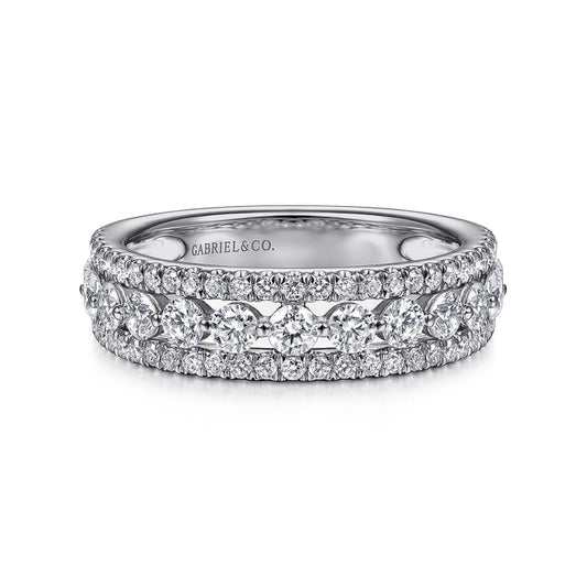 Wide 14K White Gold Diamond Anniversary Band