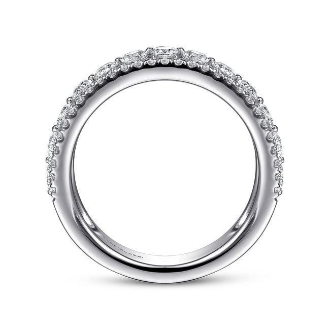 Wide 14K White Gold Diamond Anniversary Band