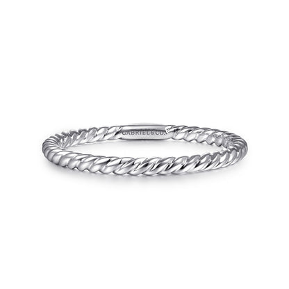 14K White Gold Twisted Rope Stackable Wedding Band