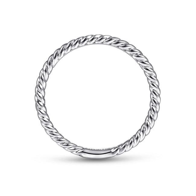14K White Gold Twisted Rope Stackable Wedding Band