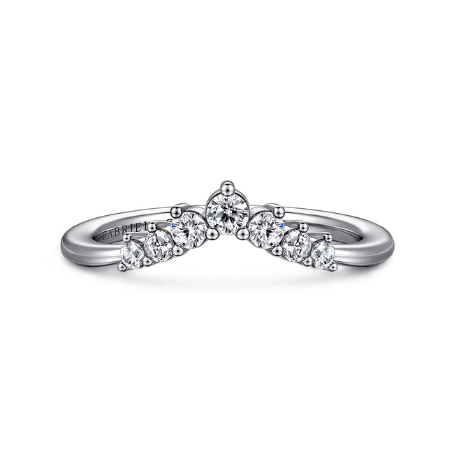 Curved-14K White Gold Diamond Anniversary Band