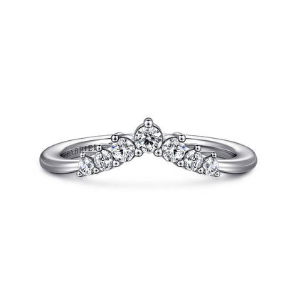 Curved-14K White Gold Diamond Anniversary Band